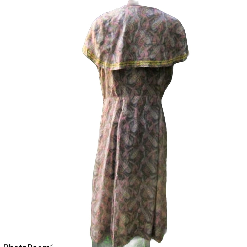 Vintage handmade rare large  summer Madmen dress - Picture 5 of 9
